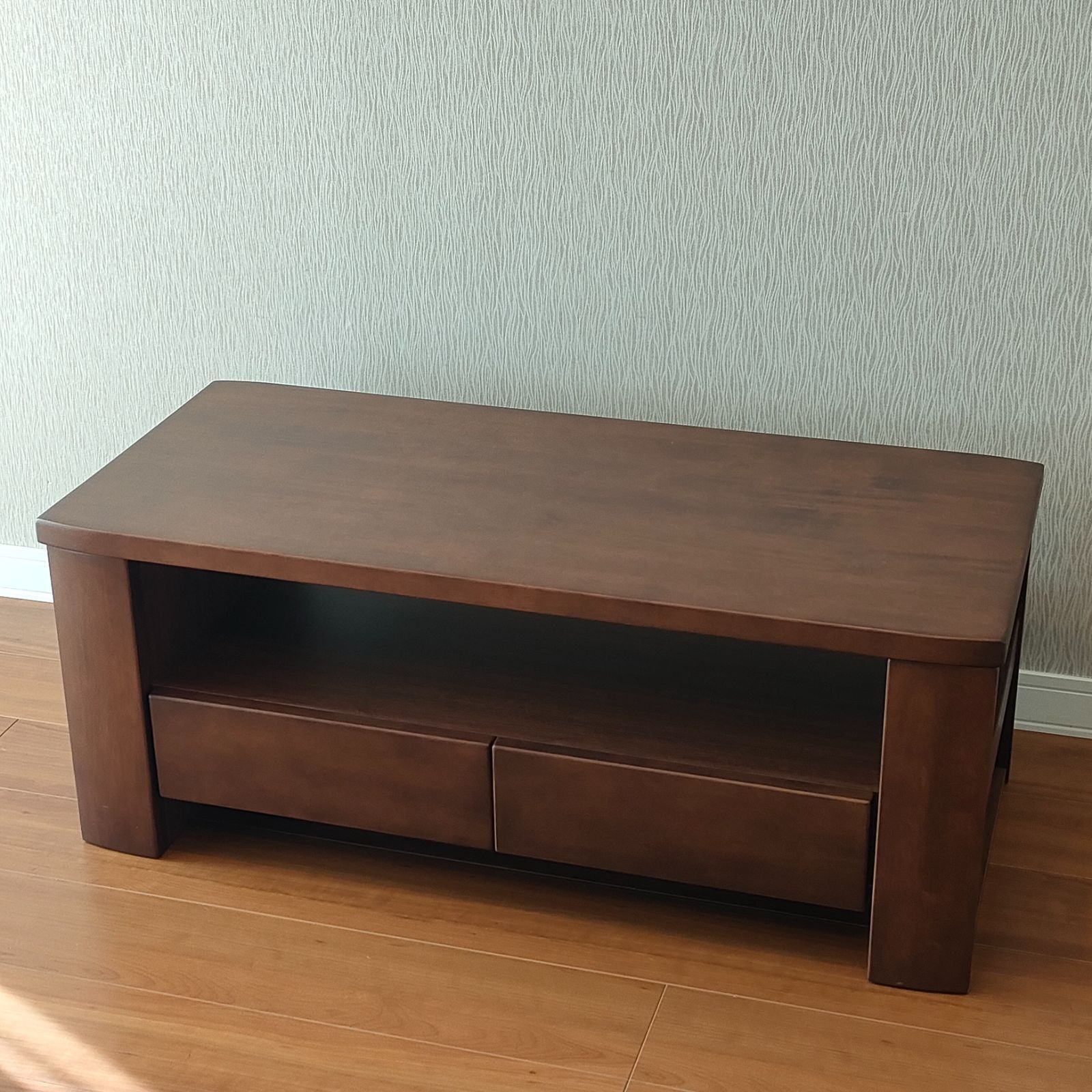 シギヤマ家具 センターテーブル 引き出し2杯 棚付き 天然木