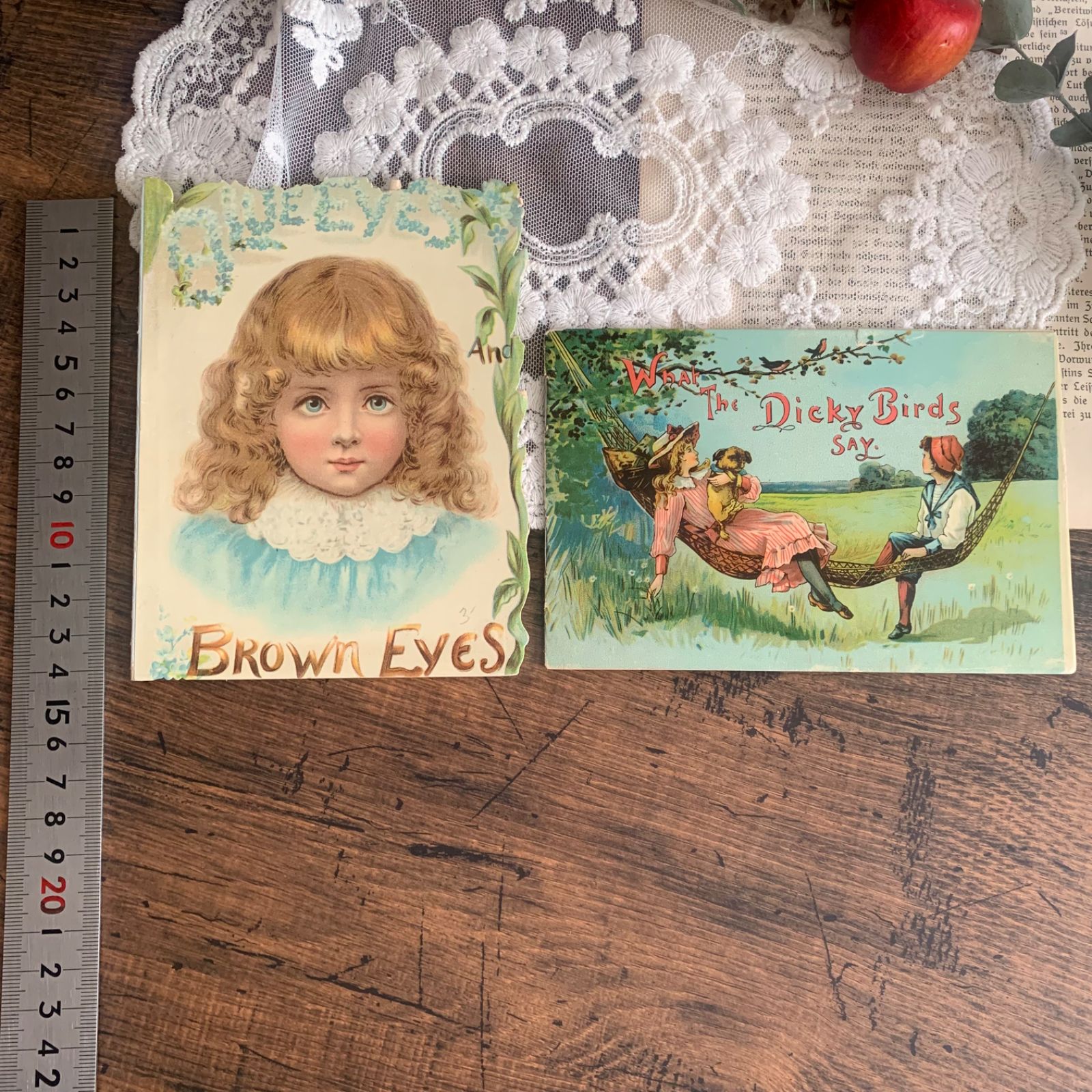 ヴィンテージ絵本 ヴィクトリアン Toy Book ミニ絵本 2冊セット Brown