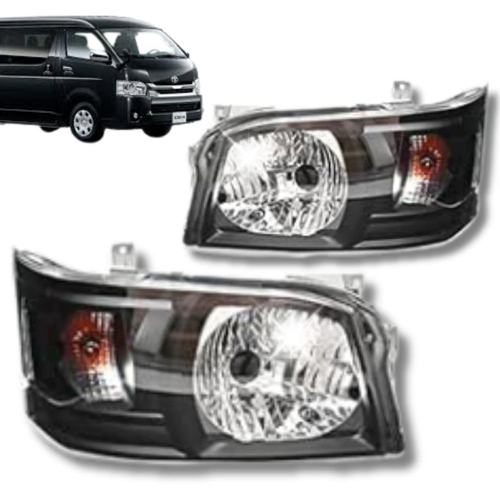 ヘッドライト トヨタ 200系 ハイエース 1型 2型 インナーブラック 左右