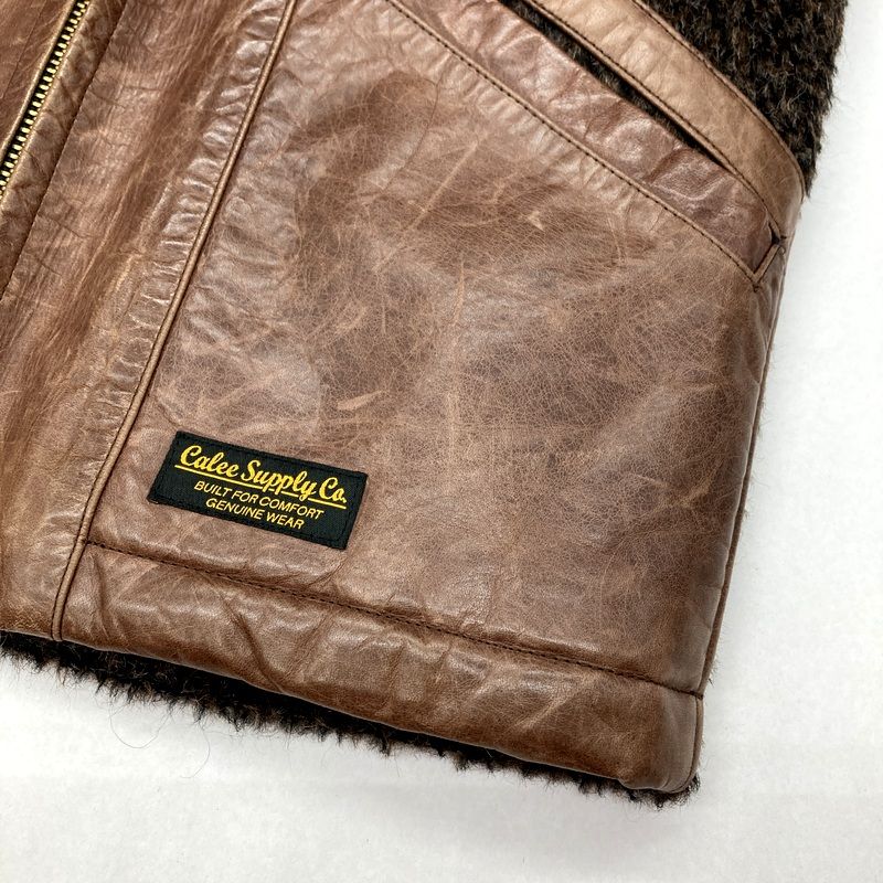 CALEE キャリー レザージャケット ブルゾン ALPACA SHAGGY LEATHER