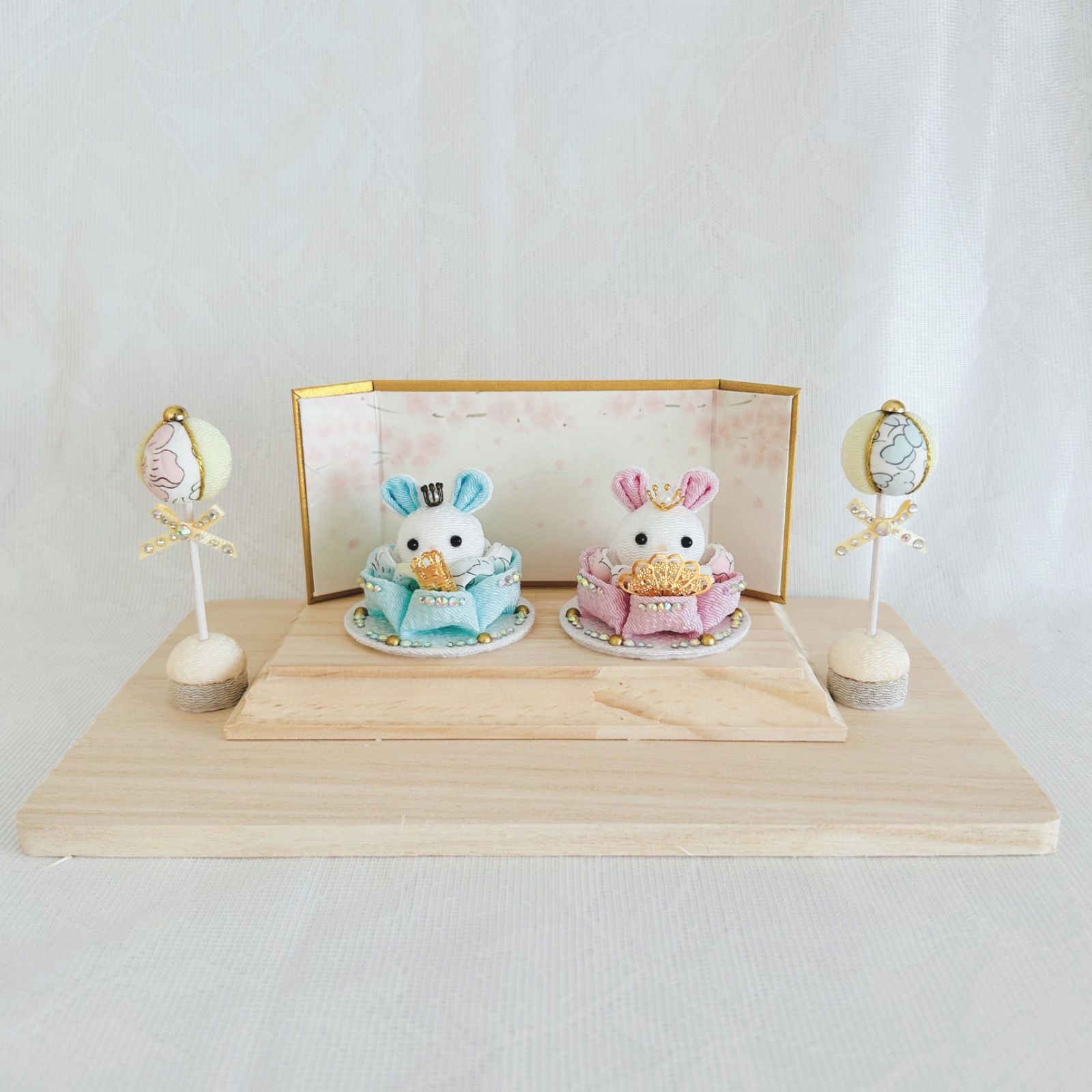 ごん様　ハンドメイド　雛人形　お雛様　リバティ　つまみ細工　おしゃれ　うさぎ ハンドメイド 雛人形 お雛様 リバティ つまみ細工 おしゃれ くま ねこ