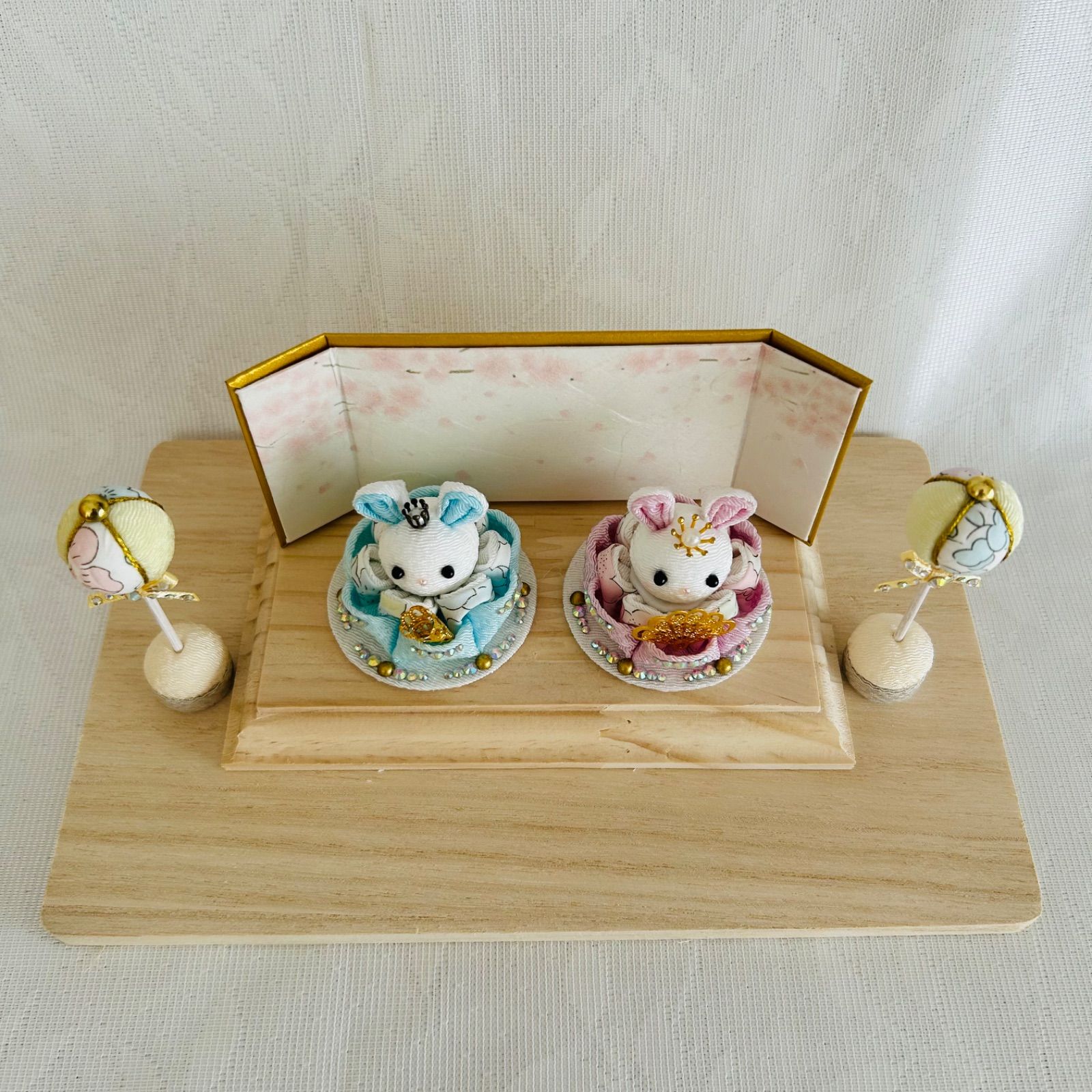 ハンドメイド 雛人形 お雛様 リバティ つまみ細工 おしゃれ くま ねこ