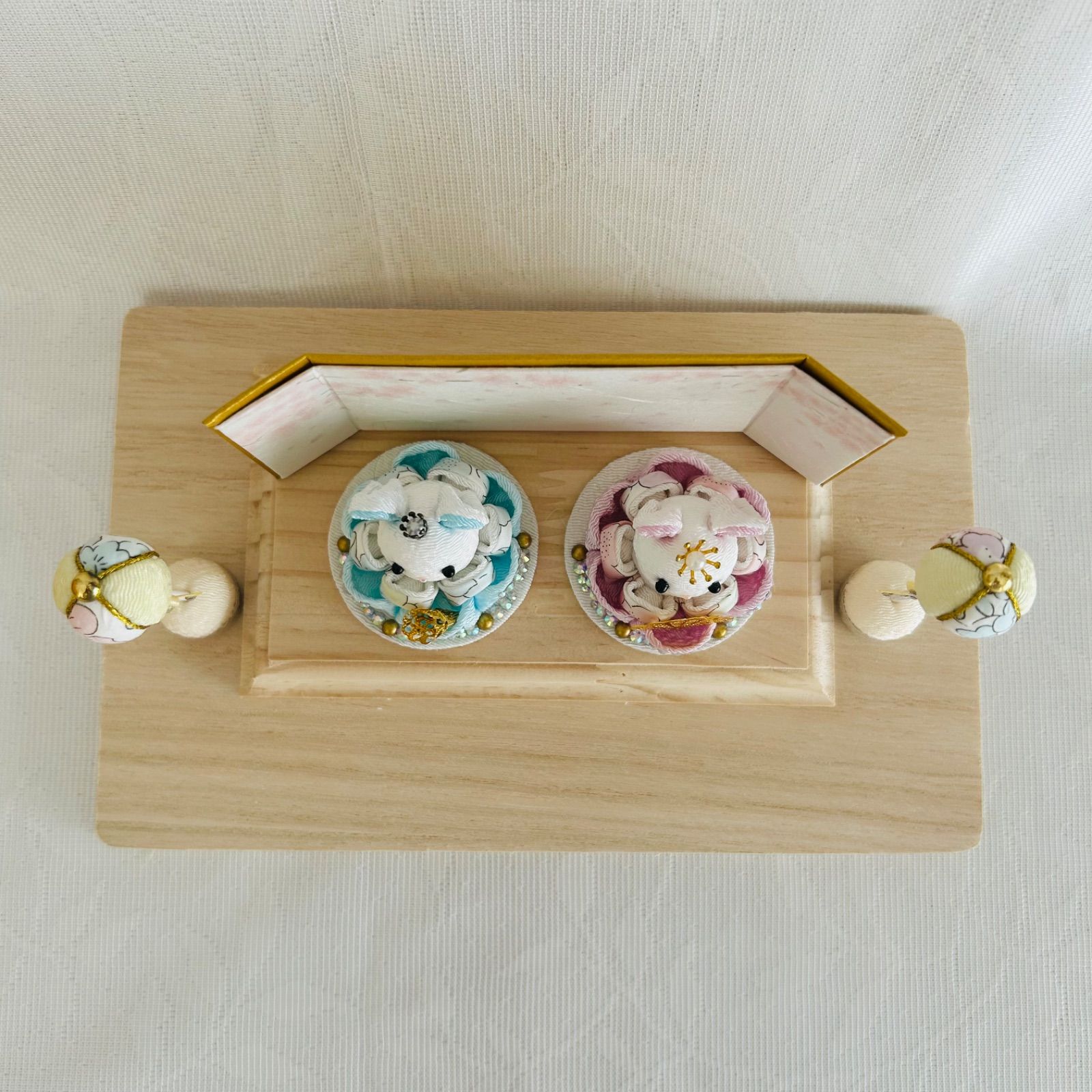 ハンドメイド 雛人形 お雛様 リバティ つまみ細工 おしゃれ くま ねこ