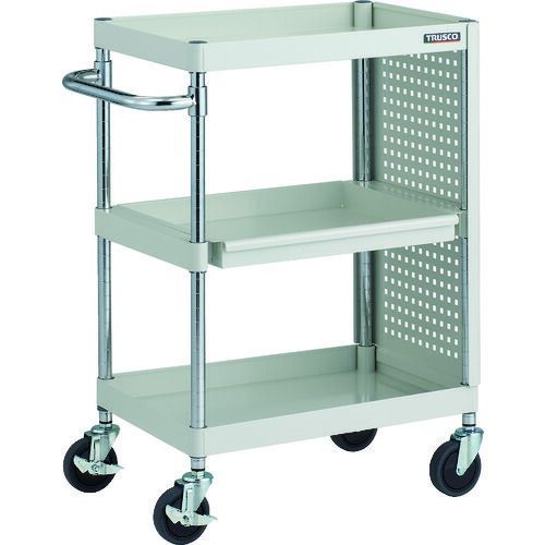 ＴＲＵＳＣＯ フェニックスワゴン 抗菌 省音 ６００Ｘ４００ スライド１段 側面パネル付 Ｗ色