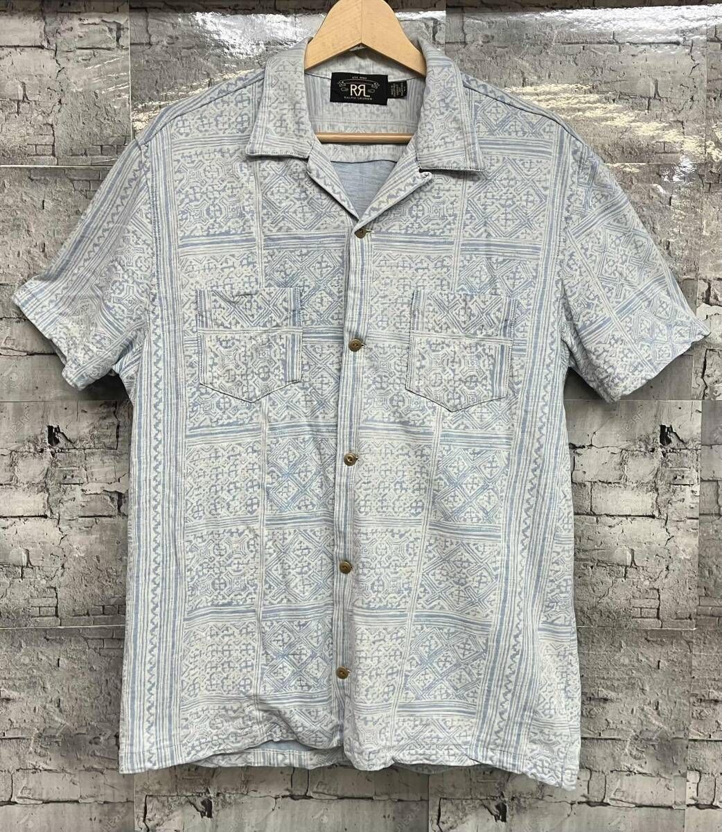 RRL RALPH LAUREN ダブルアールエル ラルフローレン オープン シャツ 半袖シャツ コットン サイズSP ブルー