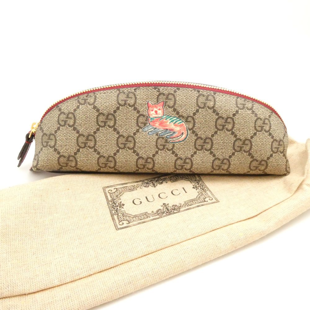 ♥ GUCCI グッチ 662129 2067 ペンケース GGスプリーム ねこ キャット 筆箱 AO 3514