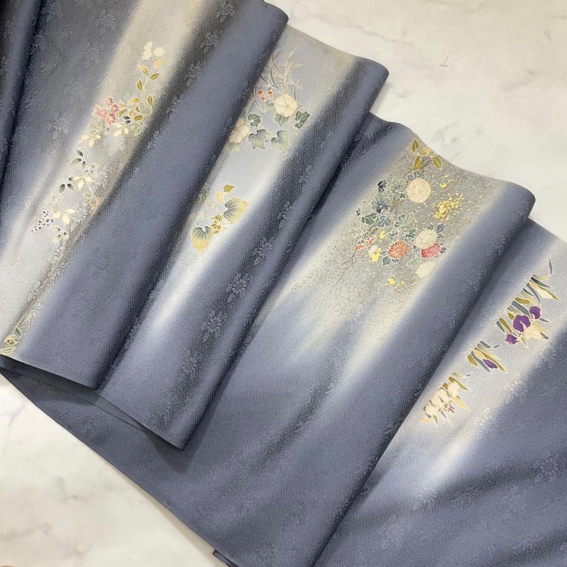 one●kimonoarisa●厳選●金箔が美しい反物●附下訪問着●美の花●反物●着尺●正絹●丹後ちりめん●金箔●正絹