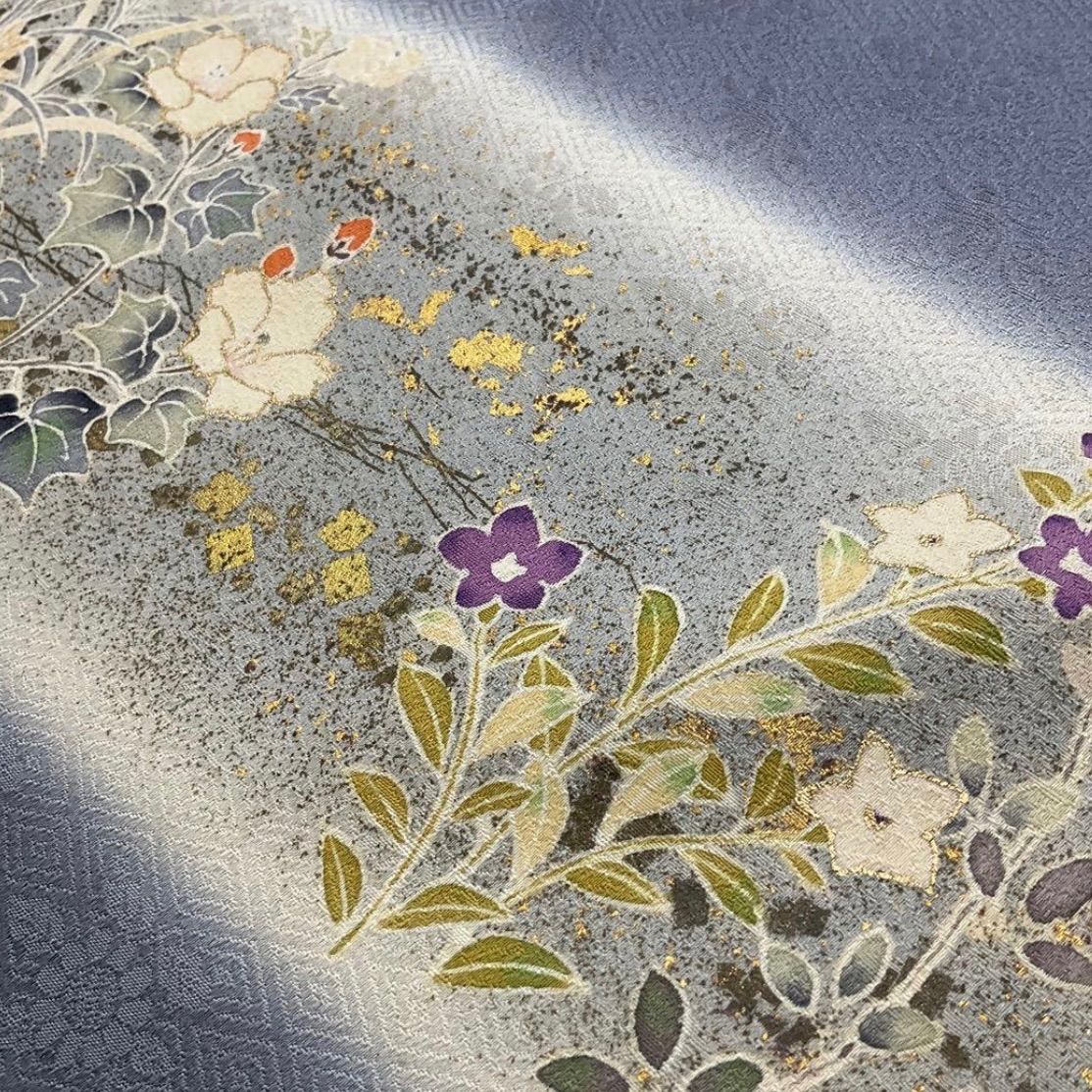 kimono one●kimonoarisa●厳選●金箔が美しい反物●附下訪問着●美の花●反物●着尺●正絹●丹後ちりめん●金箔●正絹