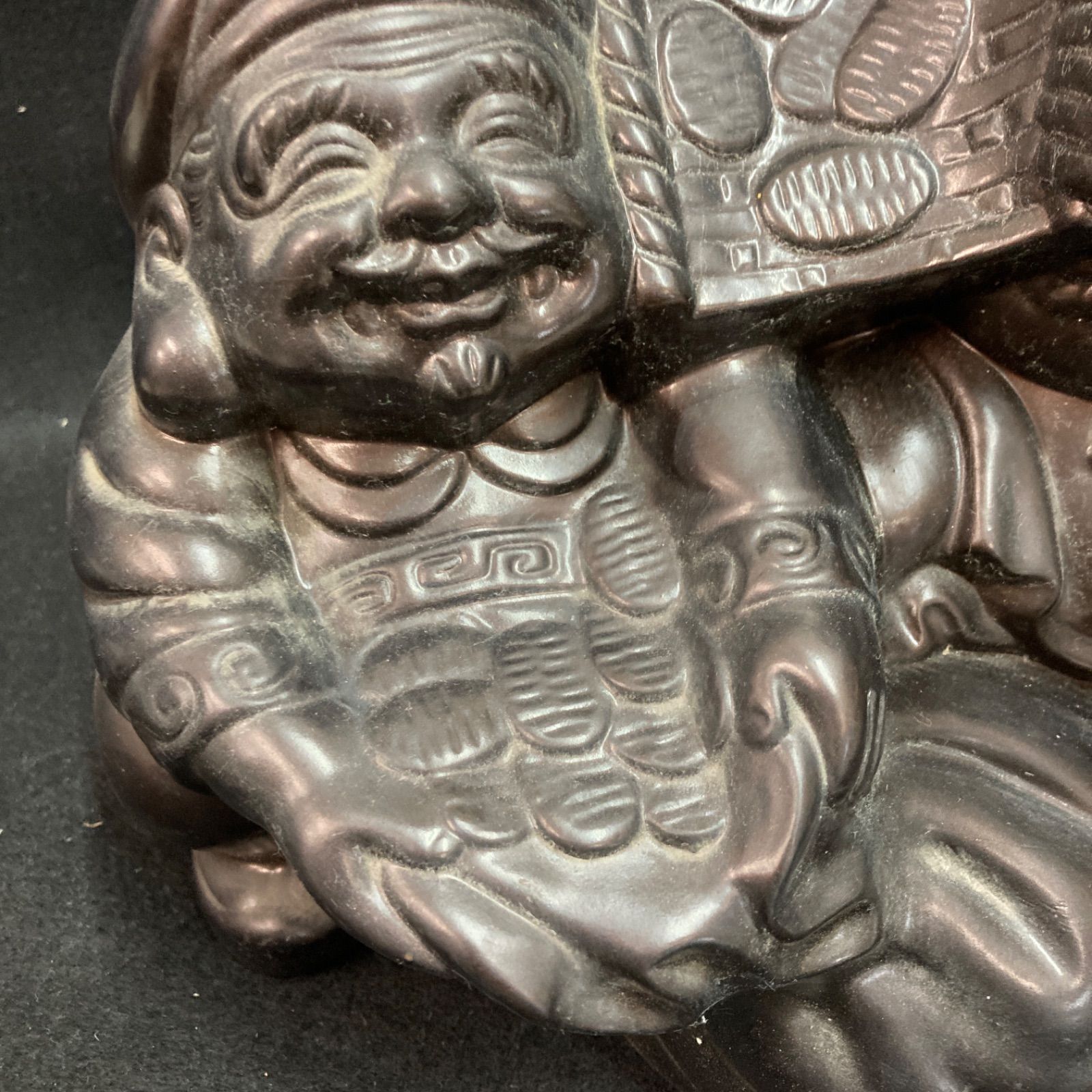 陶器 骨董品 大黒様と恵比寿様 黒色 陶器 置物 幸運と繁栄 - メルカリ