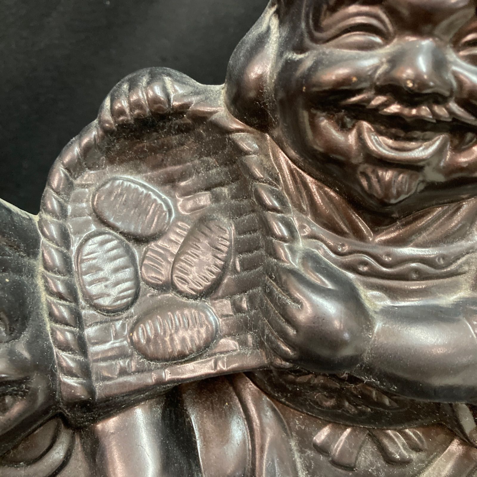 陶器 骨董品 大黒様と恵比寿様 黒色 陶器 置物 幸運と繁栄 - メルカリ