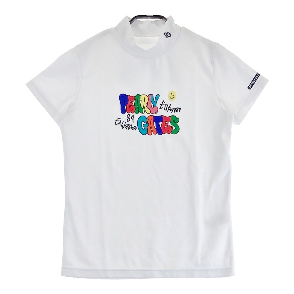 サイズ 1 PEARLY GATES パーリーゲイツ 半袖ハイネックTシャツ ホワイト系 ゴルフウェア レディース ストスト