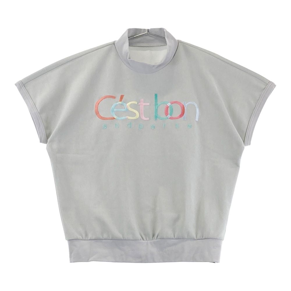 サイズ M AND PER SE アンパスィ 2025年 半袖モックネックTシャツ グレー系 ゴルフウェア レディース ストスト