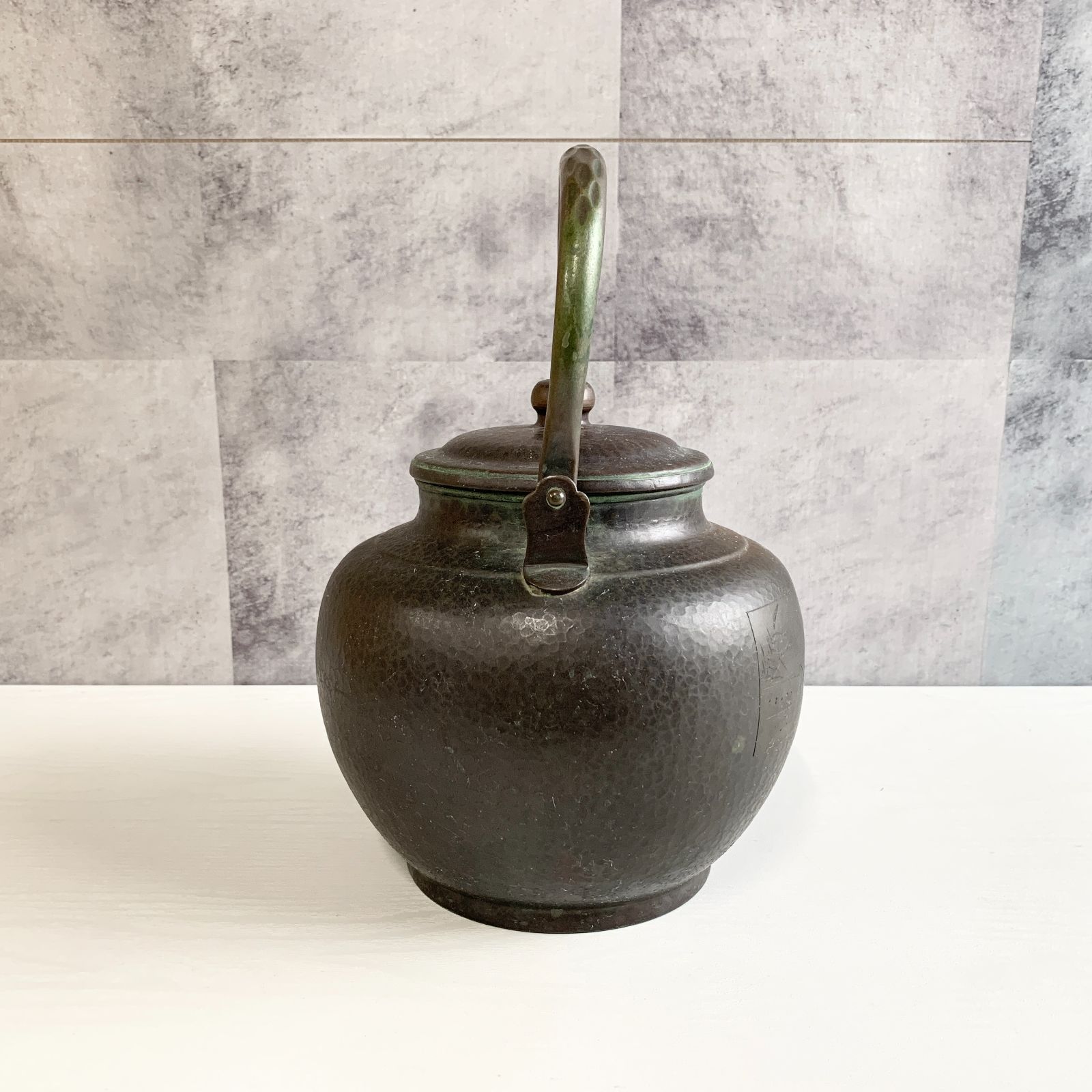 銅やかん　銅瓶　山川堂　昭和レトロ　古道具　骨董品 山川堂造 銅やかん 銅瓶 鯉 竹 昭和レトロ 茶道 古道具 骨董品 薬缶