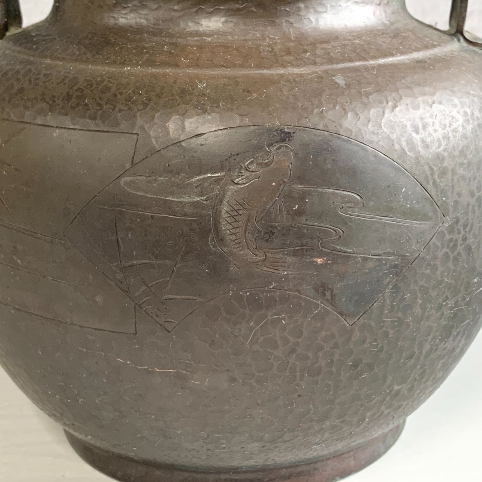 山川堂造 銅やかん 銅瓶 鯉 竹 昭和レトロ 茶道 古道具 骨董品 薬缶