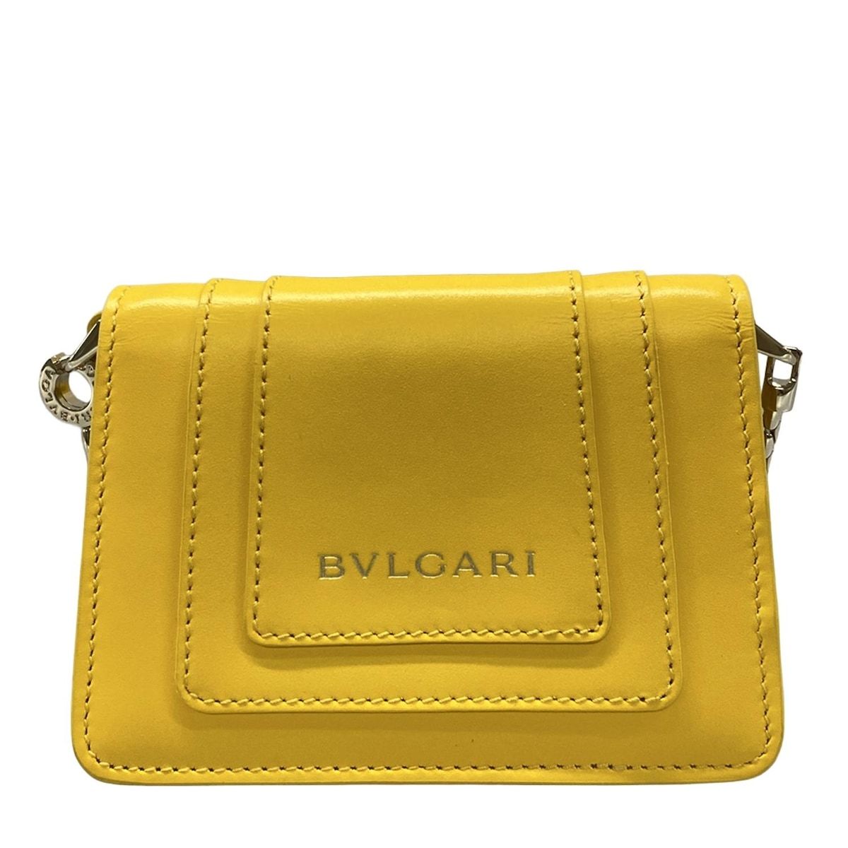 BVLGARI ブルガリ 小物入れ セルペンティ イエロー チェーン付き レザー
