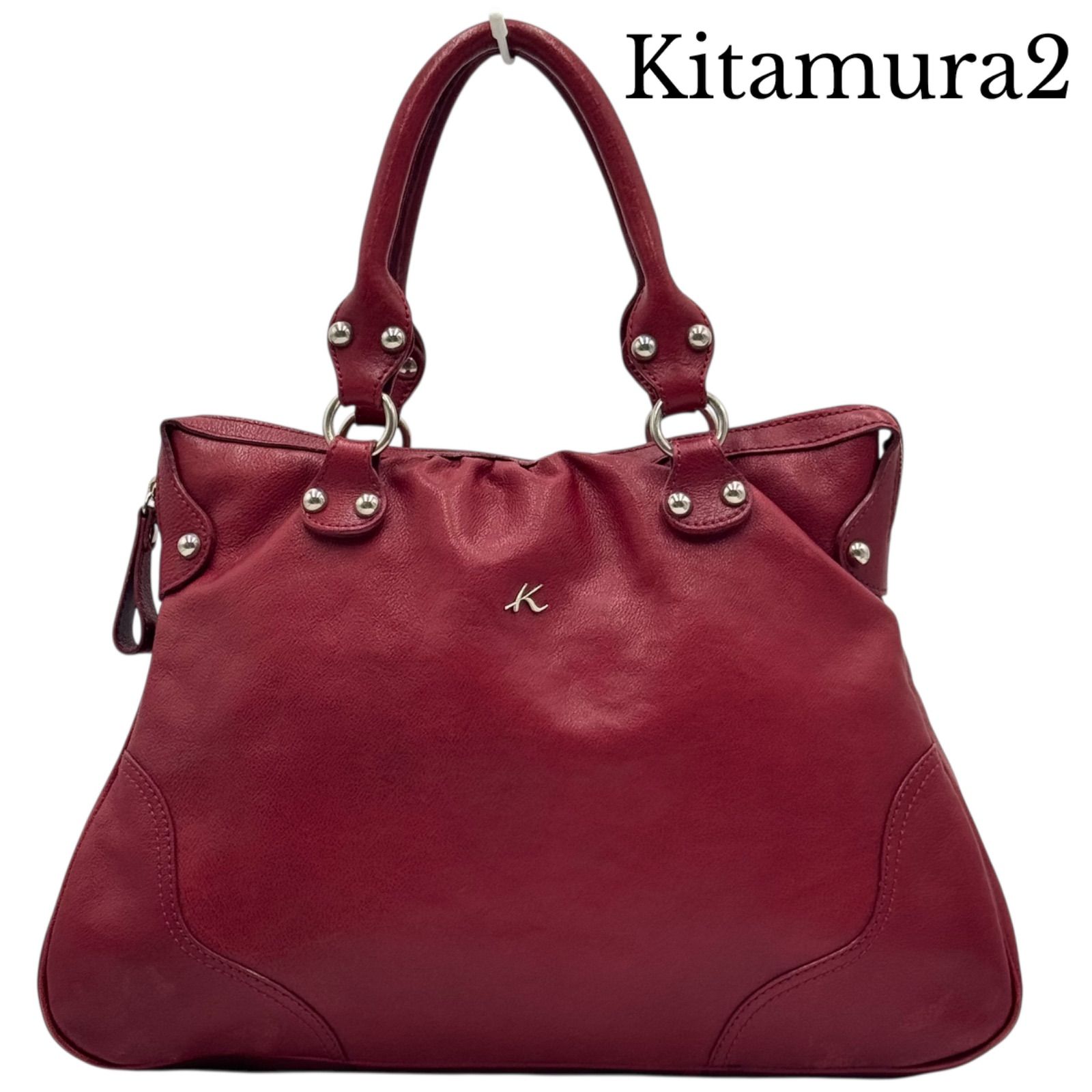 3212 kitamura キタムラ　ハンドバッグ　ショルダーバッグ レッド Kitamura2 キタムラ トートバッグ ハンドバッグ レザー レッド - メルカリ