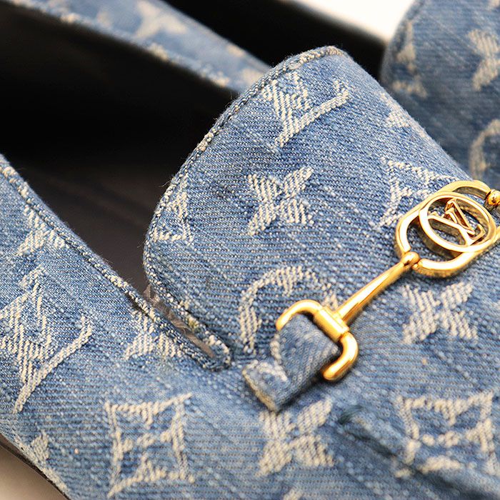 LOUIS VUITTON ルイ・ヴィトン デニムローファー LV モノグラム ロゴ