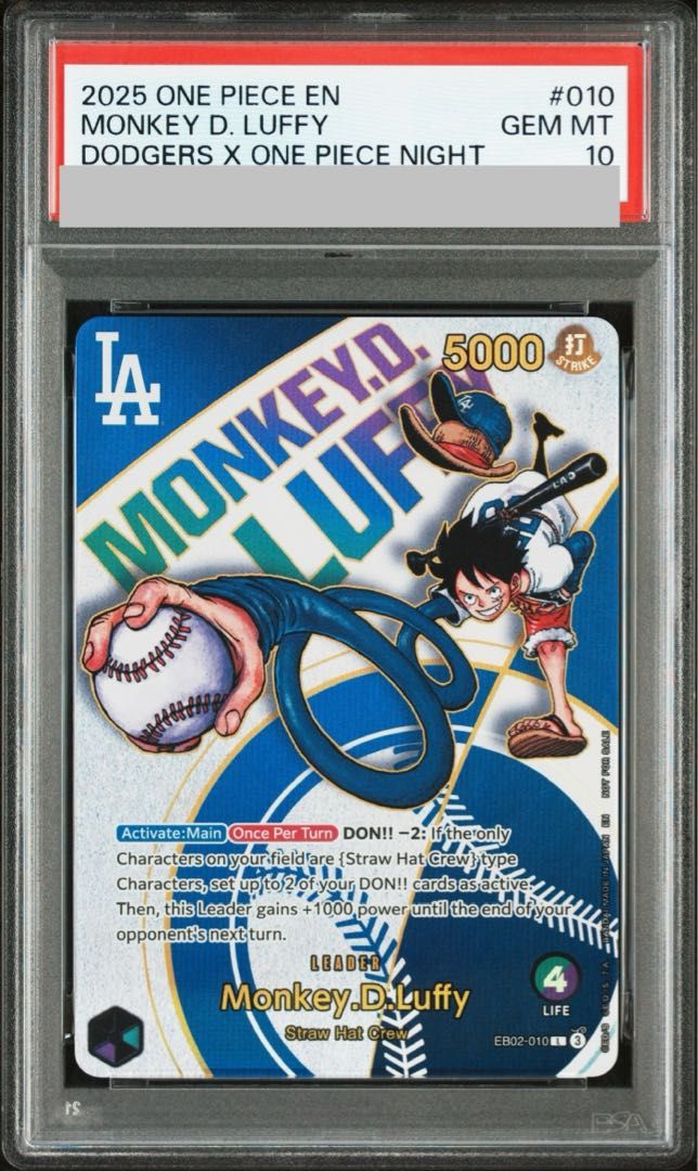 PSA10】モンキー・D・ルフィ(英語版/ドジャース) PROMO EB02-010