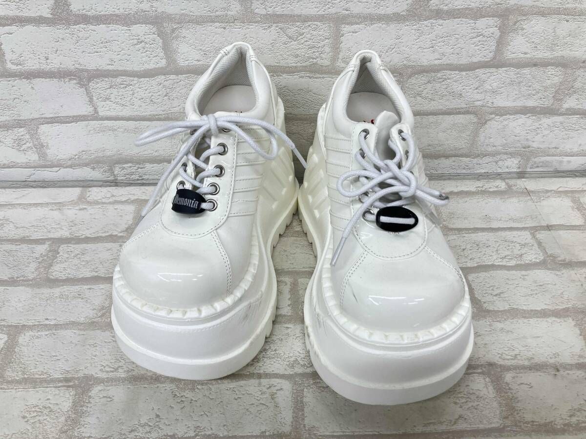 Demonia STOMP -08 デモニア 厚底スニーカー ホワイト レザー エナメル