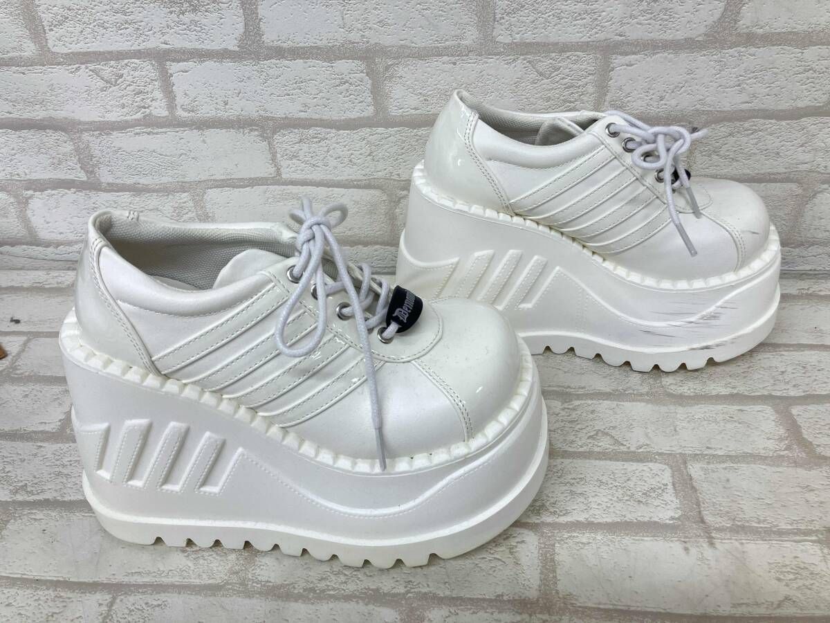 Demonia STOMP -08 デモニア 厚底スニーカー ホワイト レザー エナメル