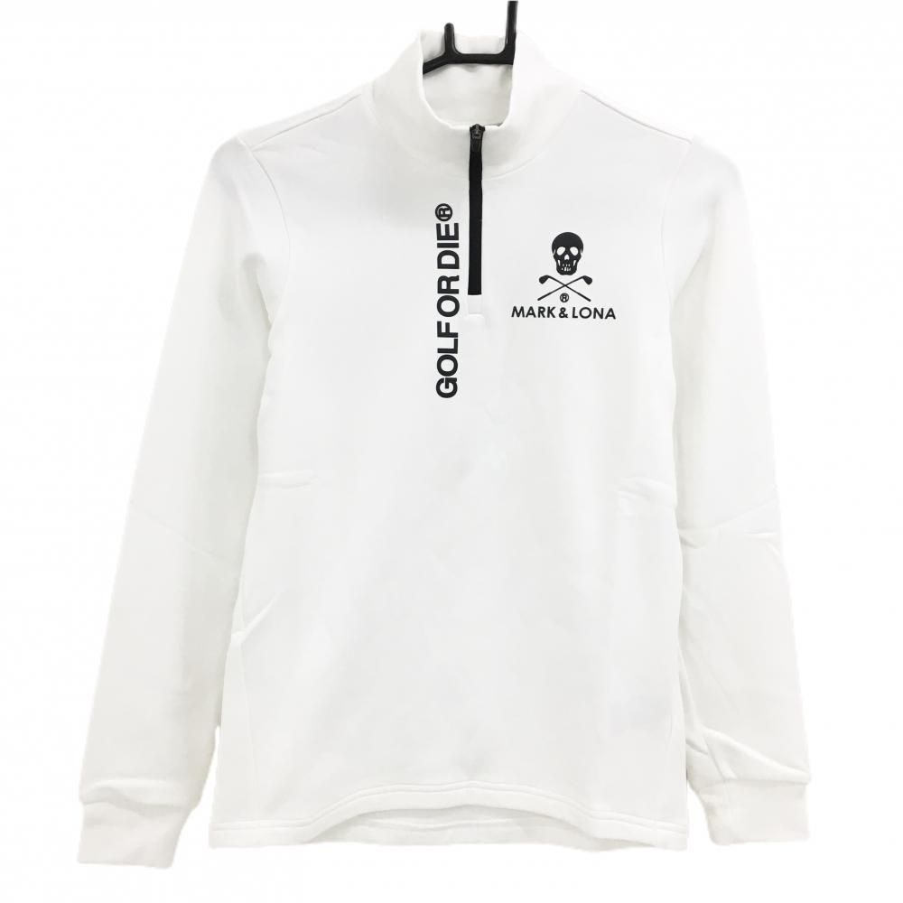 新品】マークアンドロナ 長袖ハイネックシャツ 白×黒 ハーフジップ