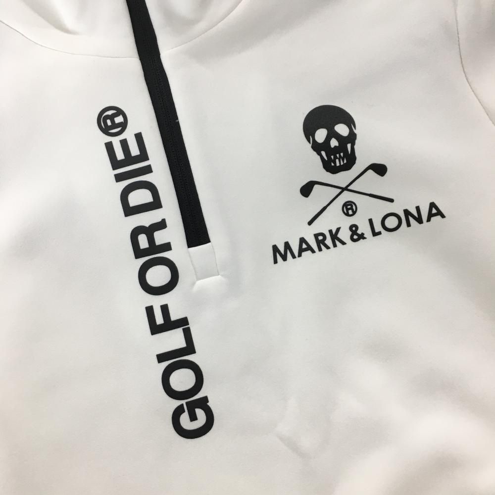 新品】マークアンドロナ 長袖ハイネックシャツ 白×黒 ハーフジップ