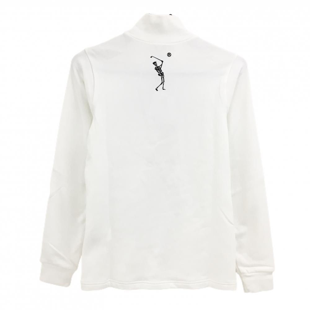 新品】マークアンドロナ 長袖ハイネックシャツ 白×黒 ハーフジップ