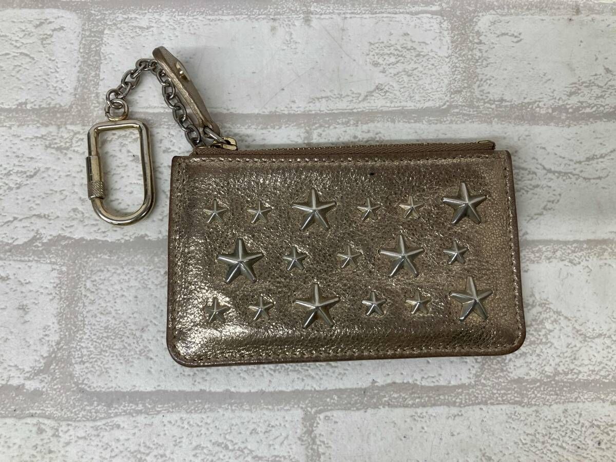 JIMMY CHOO ジミー チュウ カードケース レディース ゴールド スタースタッズ インポート