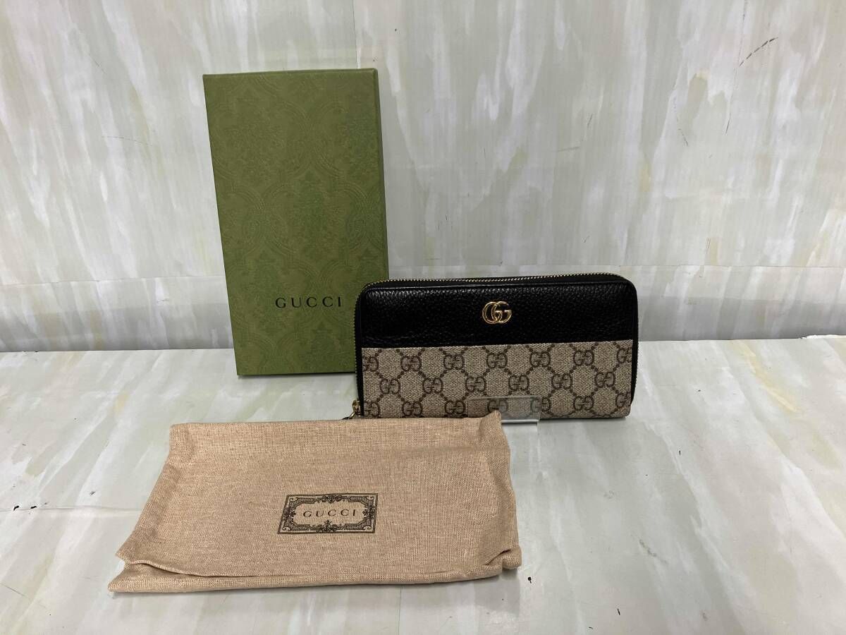 グッチ 長財布 マーモント シェリーライン GGスプリーム ラウンド