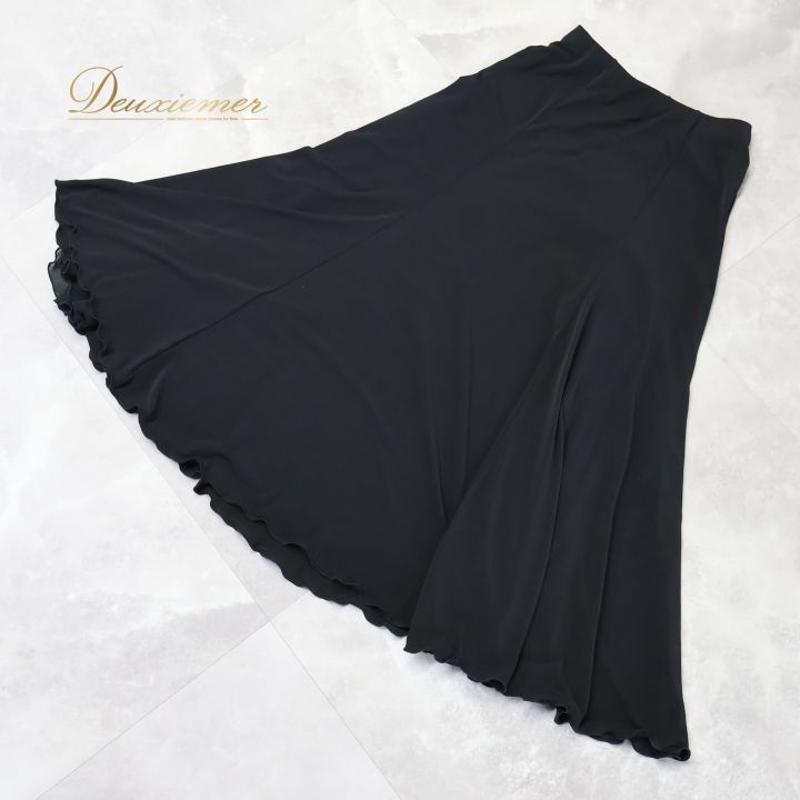 チャコット 社交ダンス スカート S ブラック 豪華フリル ダンス衣装