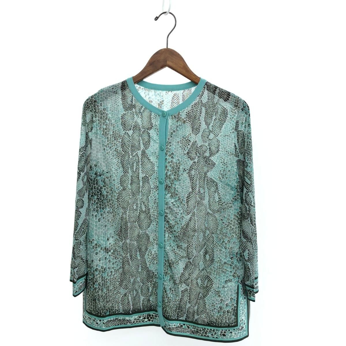 LEONARD レオナール カーディガン サイズ:40 パイソン柄 ブルー