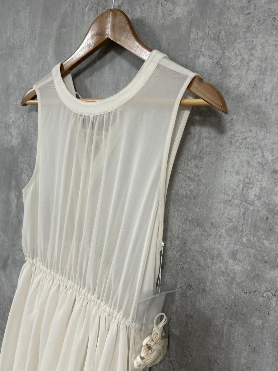 La lune ラリューン ノースリーブシフォン ギャザー ワンピース sizeF|アイボリー ◆◎レディース