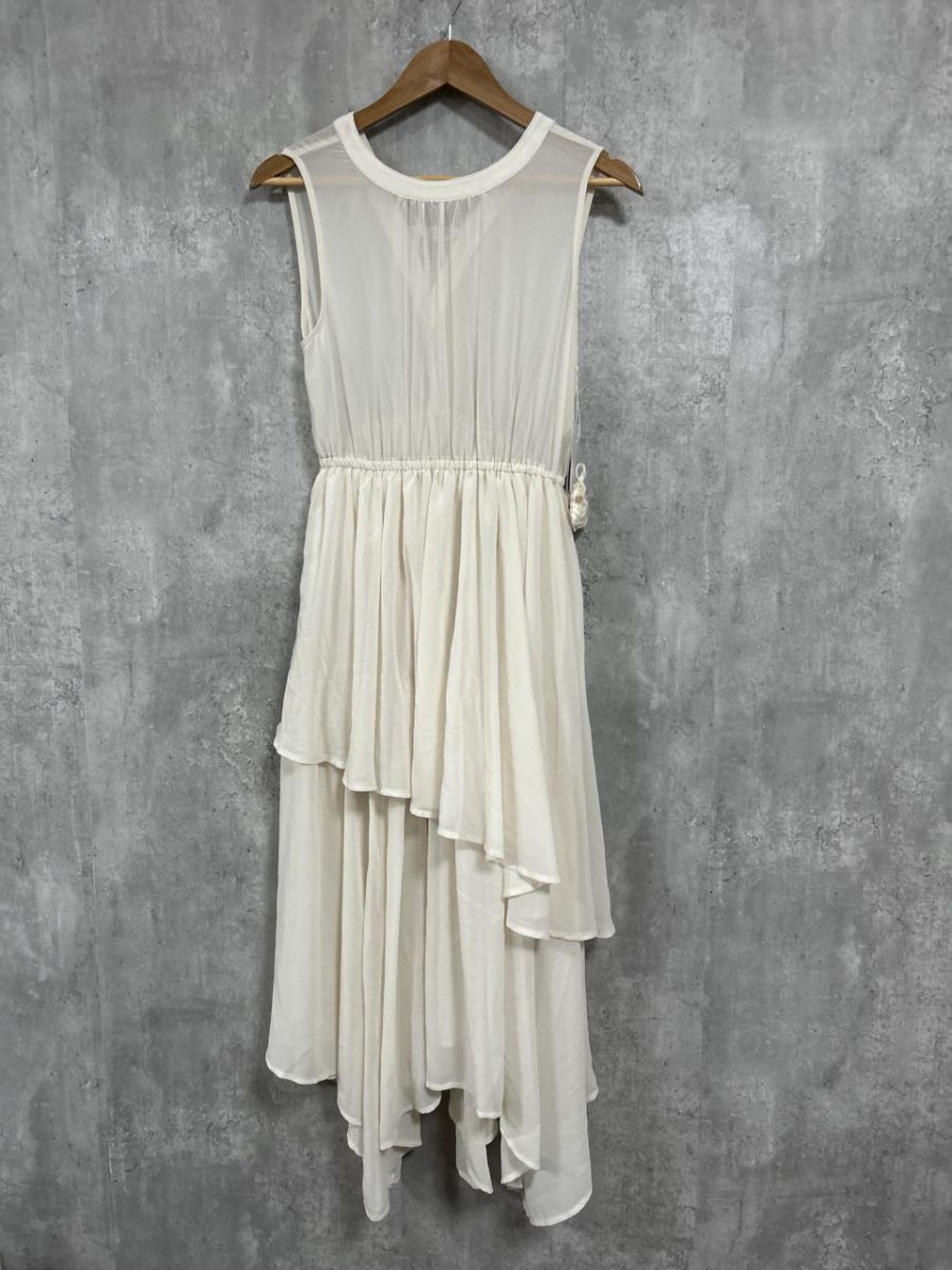 La lune ラリューン ノースリーブシフォン ギャザー ワンピース sizeF アイボリー レディース