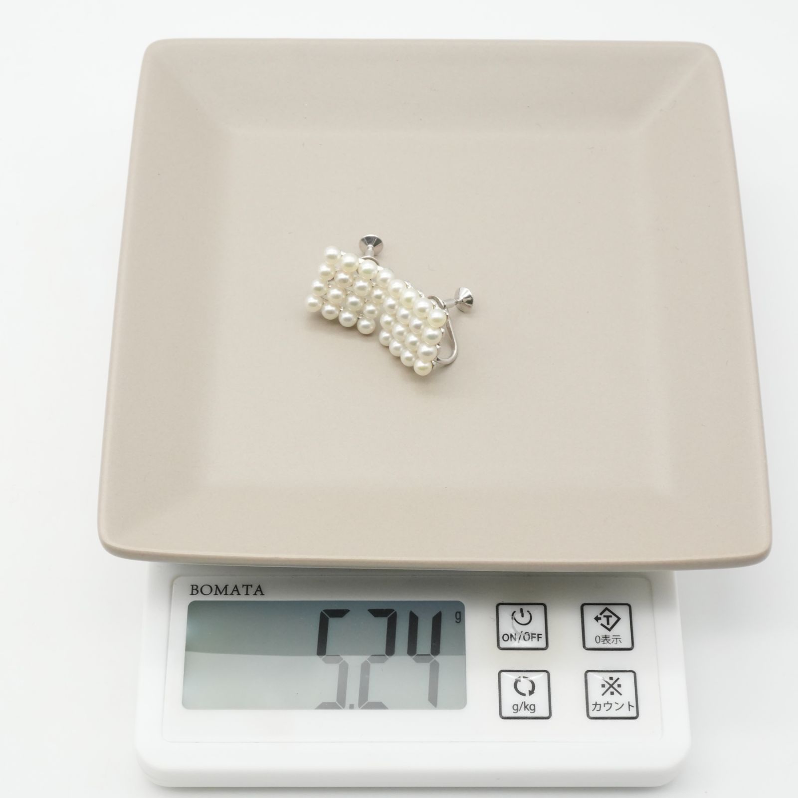 ミキモト ベビーパール スクエア パヴェ イヤリング シルバー 25 1878 S デイリーウェア イヤリング 