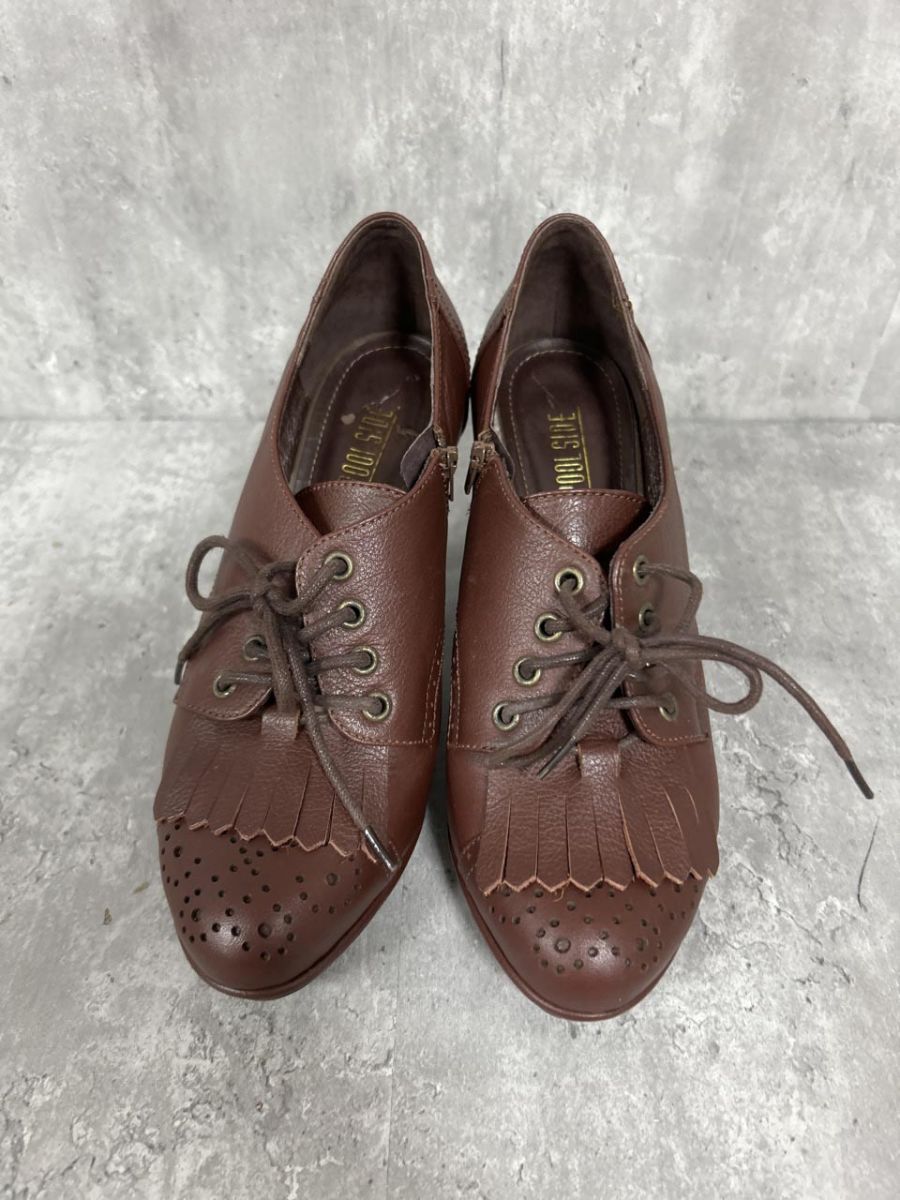 POOL SIDE プールサイド フリンジオックスフォードシューズ レザー ブーティー ブーツ size 24ｃｍ 茶 レディース
