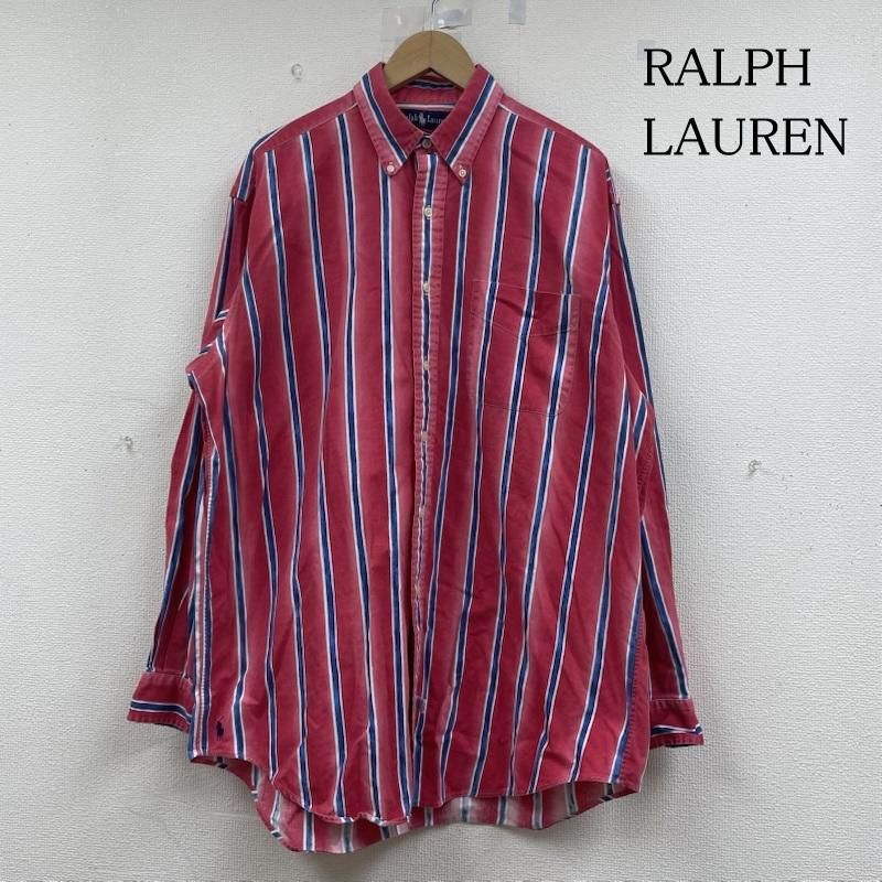 ラルフローレン 長袖 ボタンダウン シャツ ブラウス マルチカラー ストライプ 裾ポニー ロゴ 刺繍 メンズ L ISItems 古着