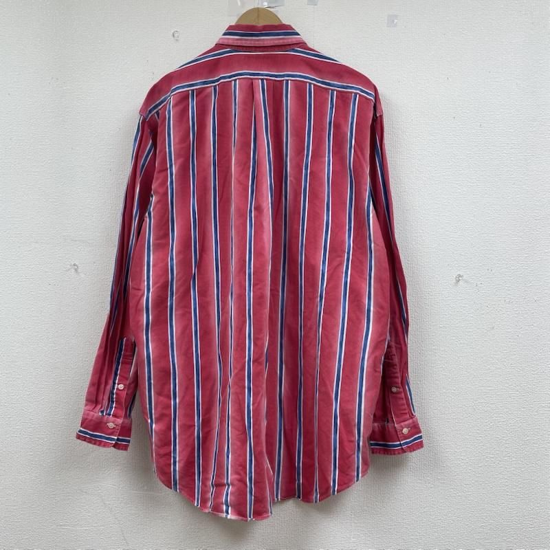 ラルフローレン 長袖 ボタンダウン シャツ ブラウス マルチ ストライプ 裾ポニー ロゴ 刺繍 メンズ L ISItems 古着