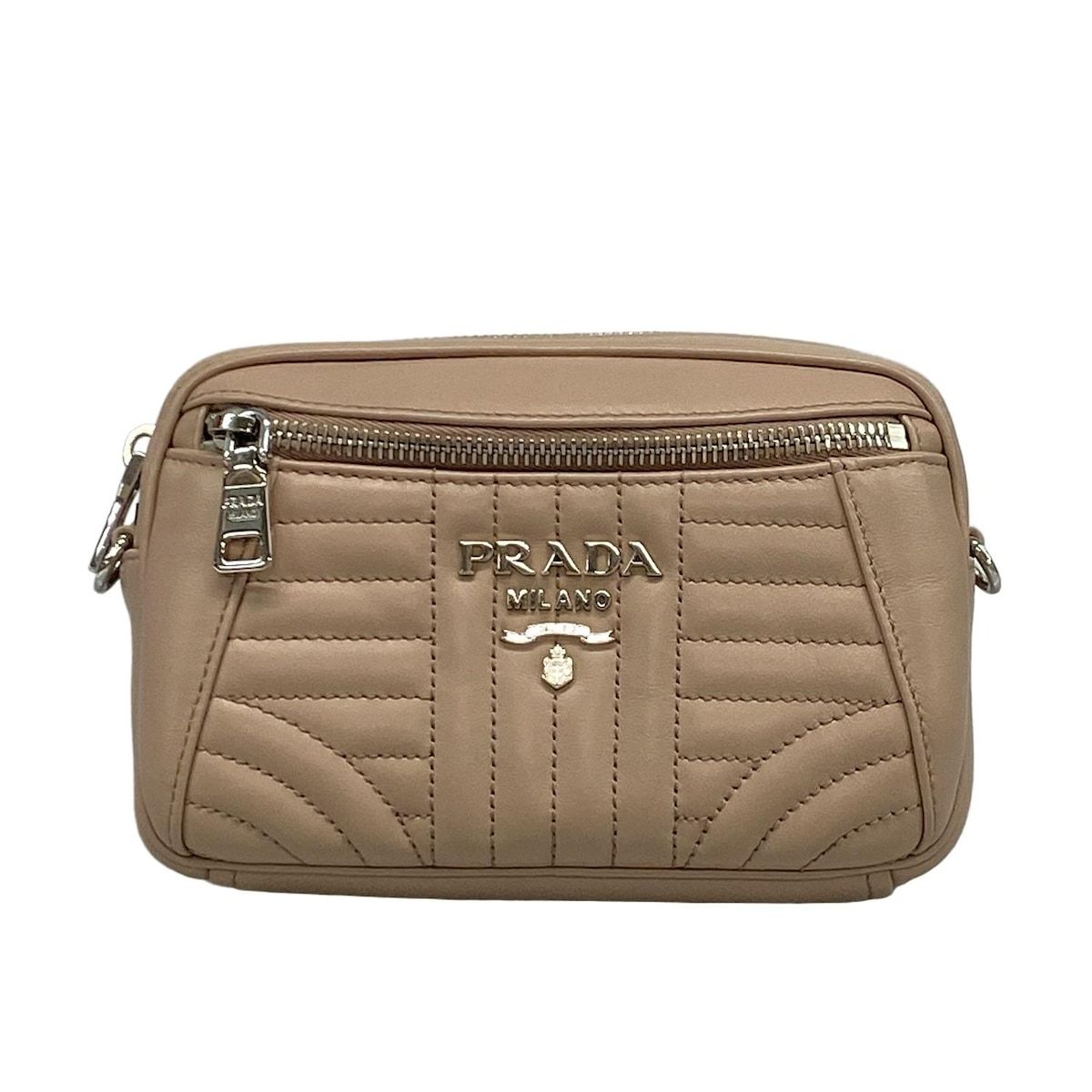 PRADA プラダ ウエストポーチ 1 BL 006 ピンクベージュ 2 WAY レザー