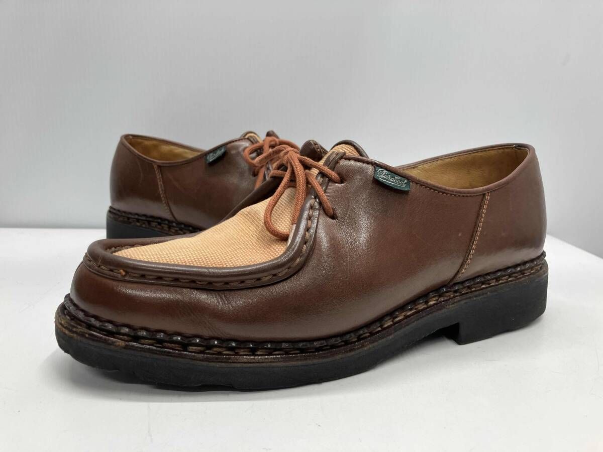 パラブーツ MICHAEL ミカエル レザー×キャンバス サイズ40 1 2 ブラウン レザー 57806 08