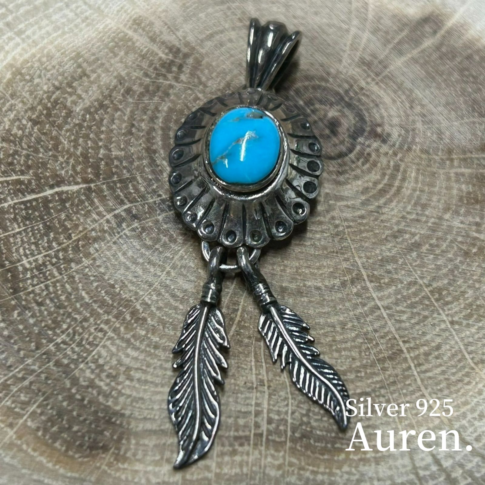 新品未使用 Silver925 シルバー925 ターコイズ フェザー ペンダント