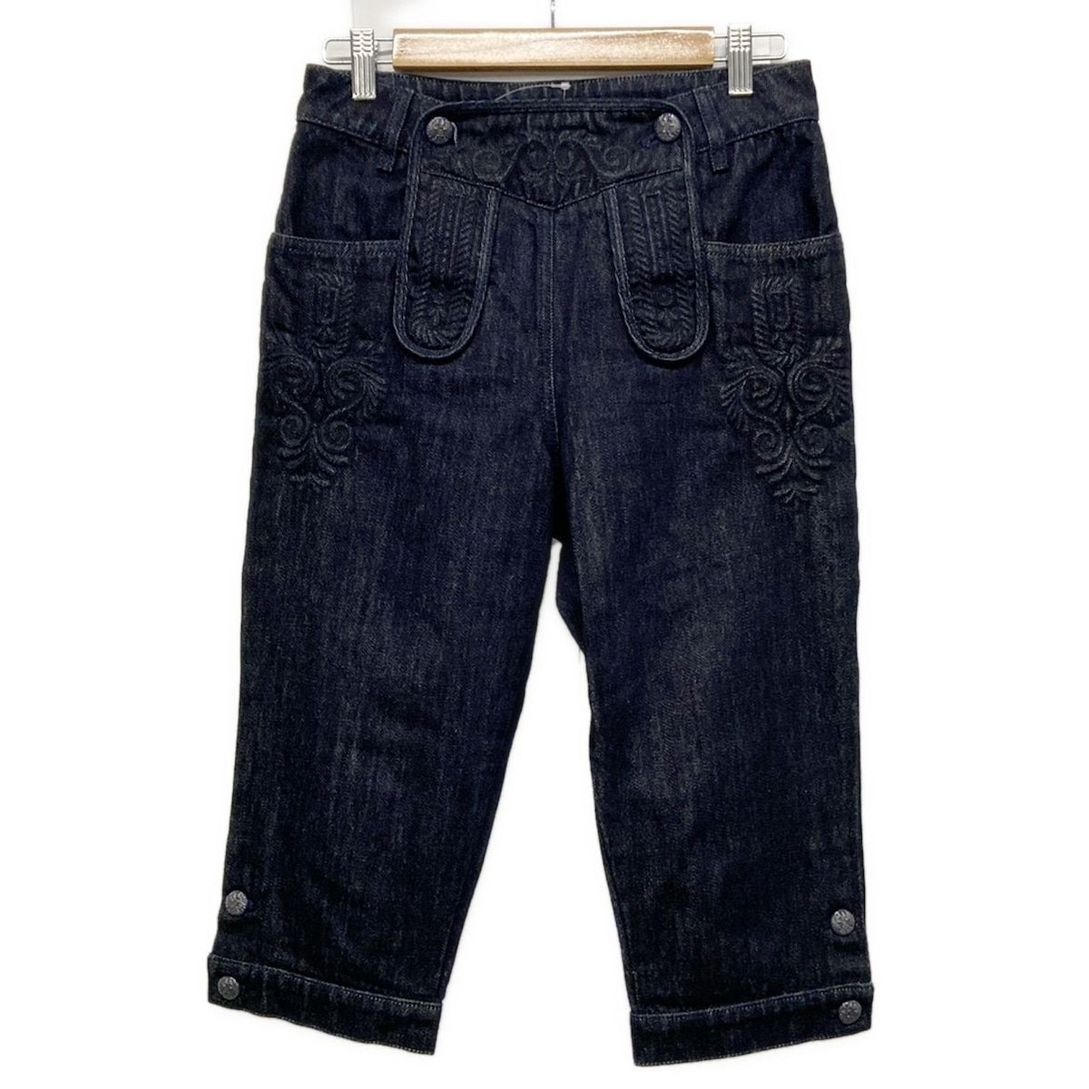 CHANEL シャネル パンツ サイズ36 S レディース - P 51773 ダークネイビー クロップド 半端丈 |刺繍