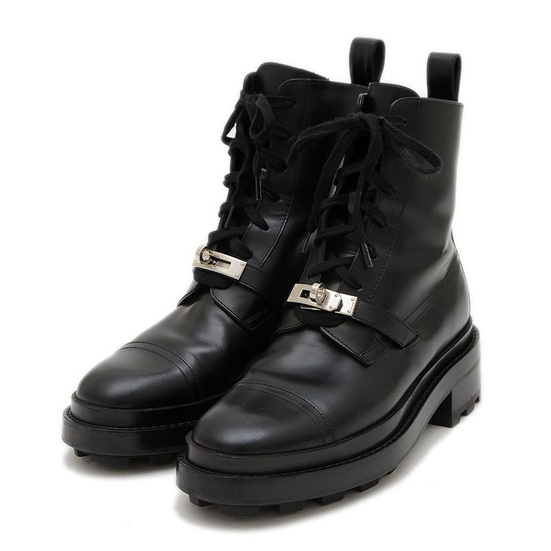 エルメス ファンク ショートブーツ グラッセ ブラック レディース