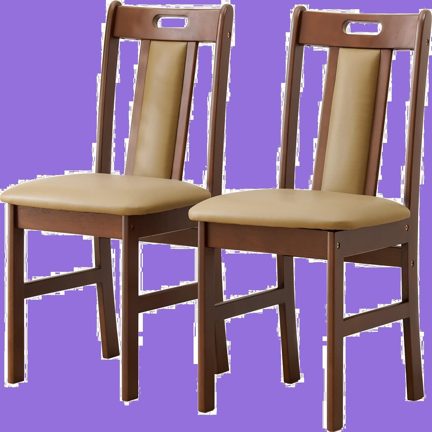 モダン クッション付き 幅 木製 奥行 2脚セット 高さ ダークブラン ダイニングチェア 2台 萩原 Hagihara VC-7480 DBR