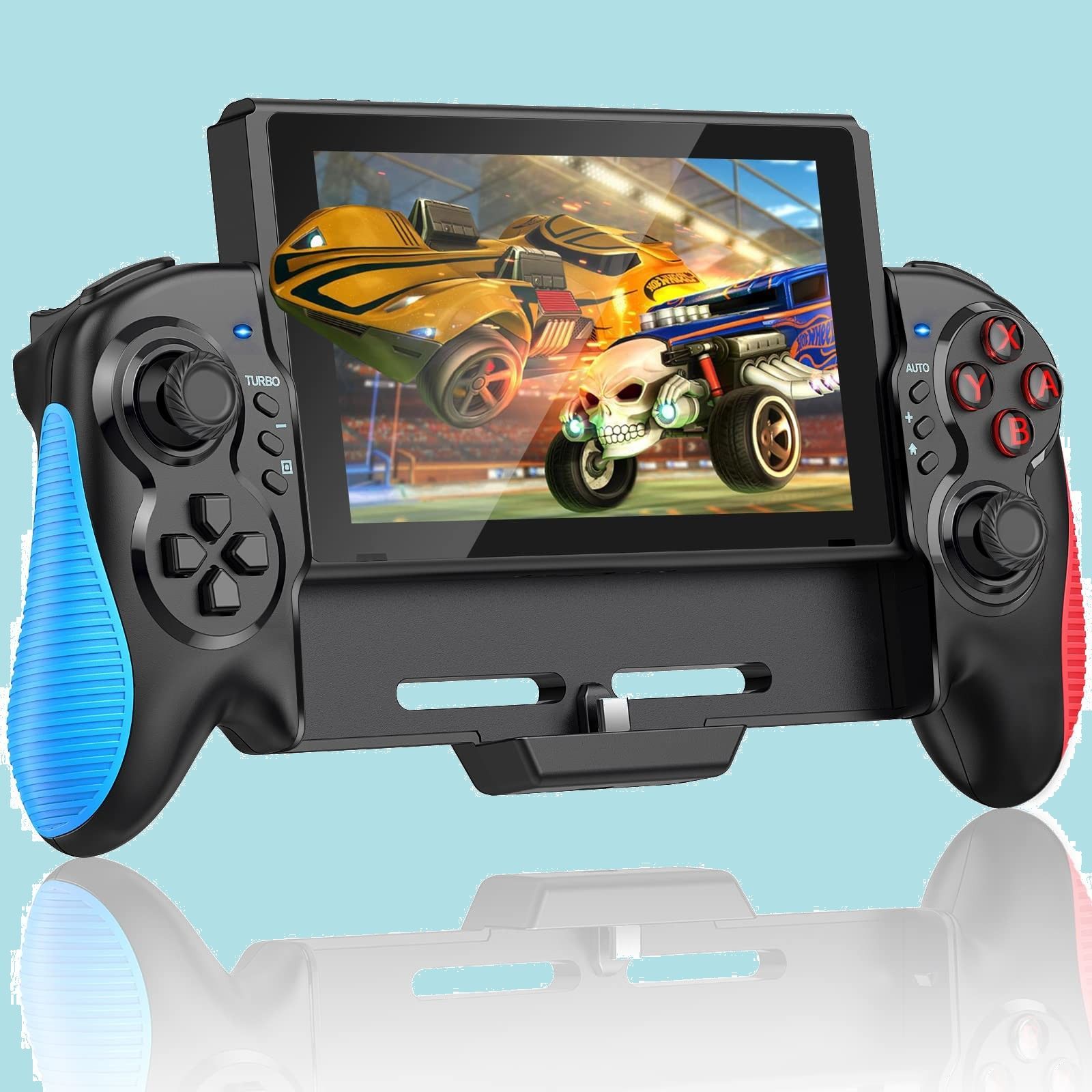 for 携帯モード専用コントローラー Switch グリップ コントローラー コントローラージャイロセンサー搭載 振動 連射機能有線接続モード/コード不要/充電不要 【有機elモデルに対応】スイッチ 