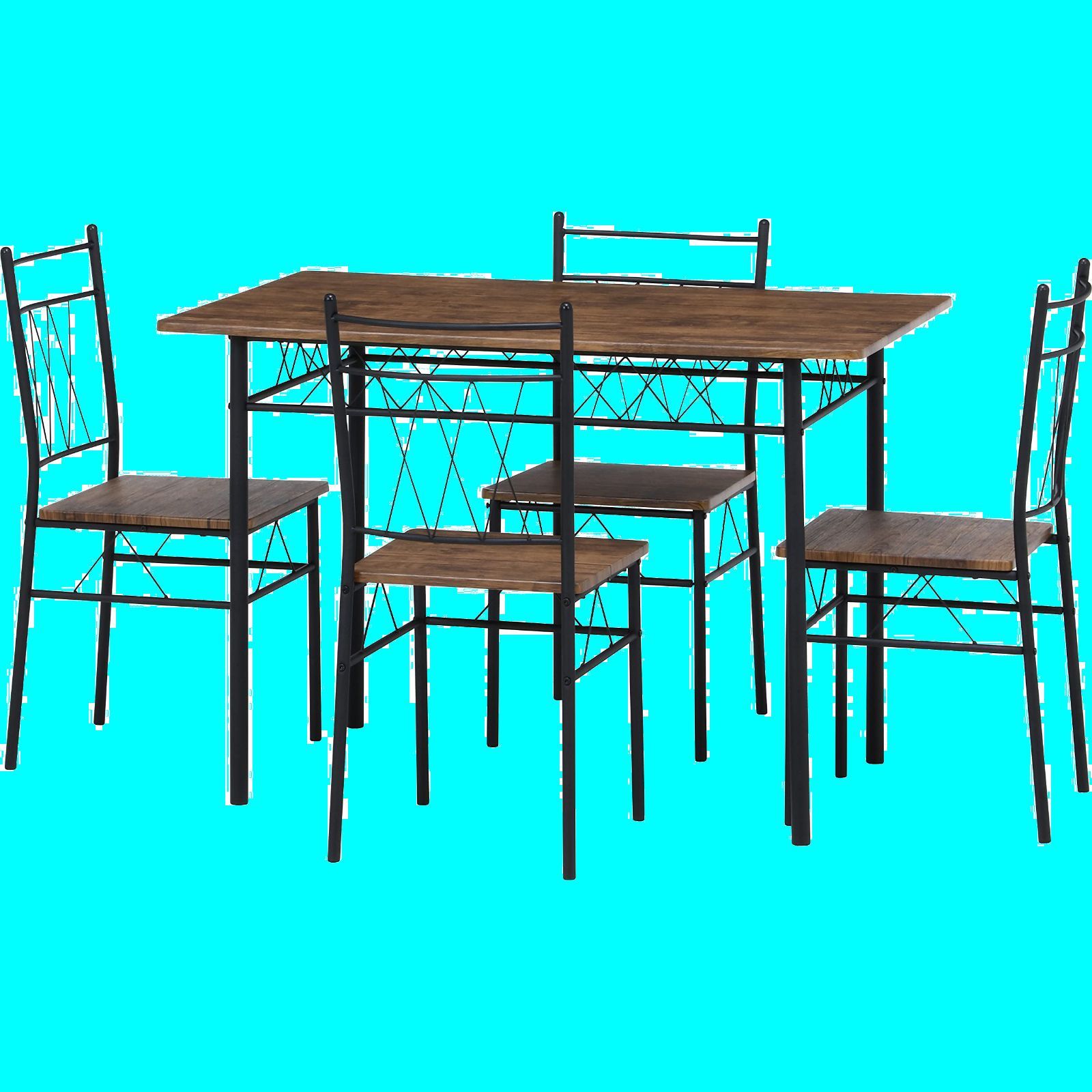 テーブル1台 ブラウン チェア4脚 幅110×奥行70×高さ75 cm 組立商品 5点セット 4人用 フルーレ ダイニングテーブルセット 98856 不二貿易