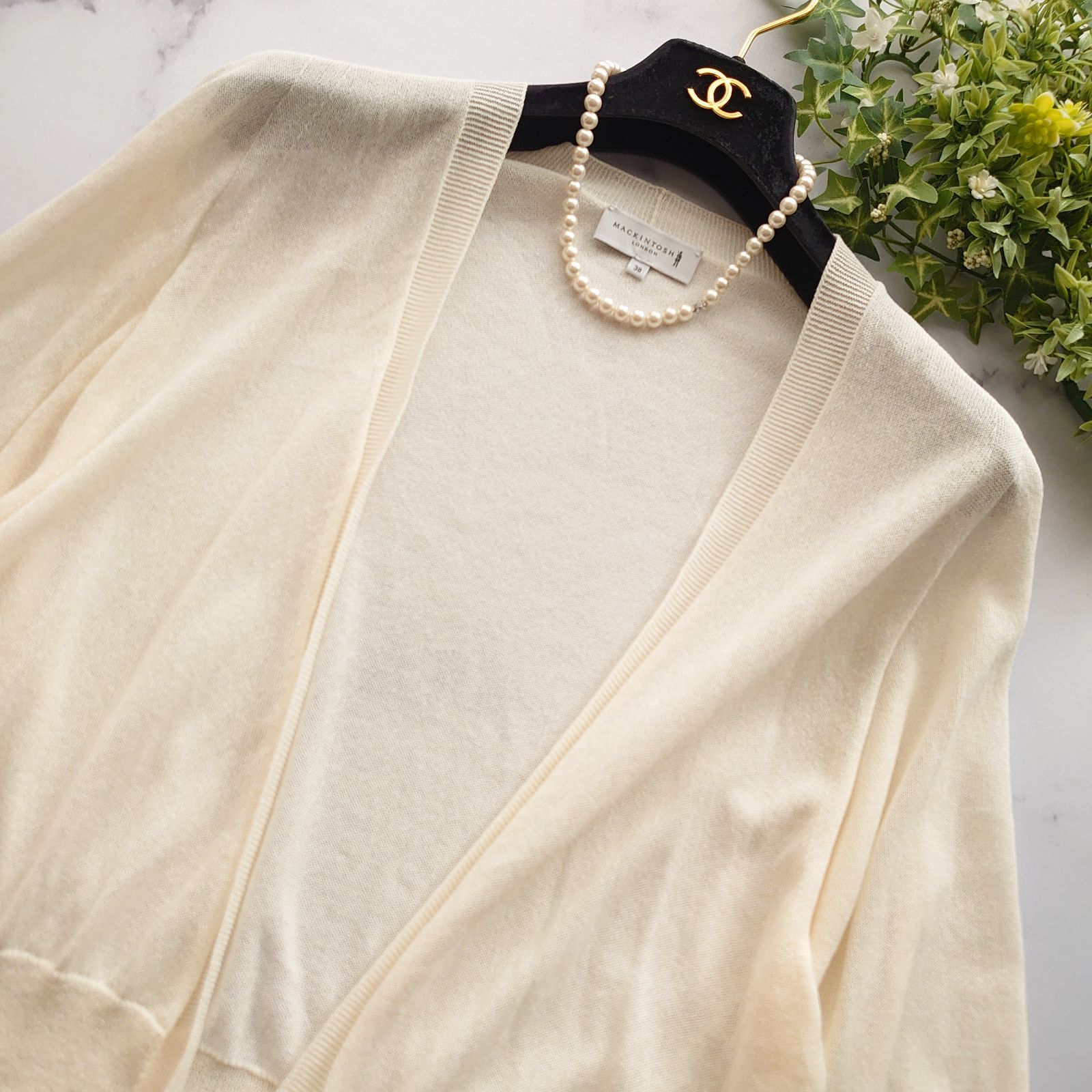 25 SS マッキントッシュロンドン カーディガン ニット 白 38 M ロゴ