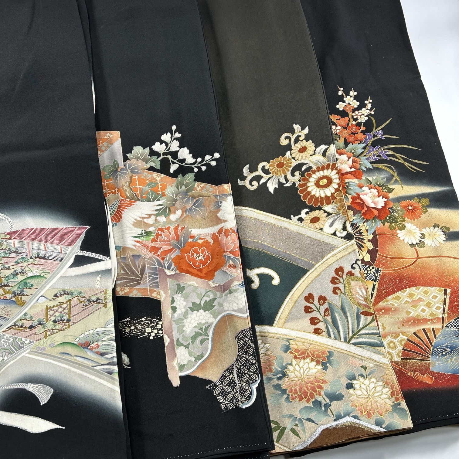 黒留袖 4枚 正絹 着物まとめ売り 同梱購入歓迎 リメイク用 着付け練習