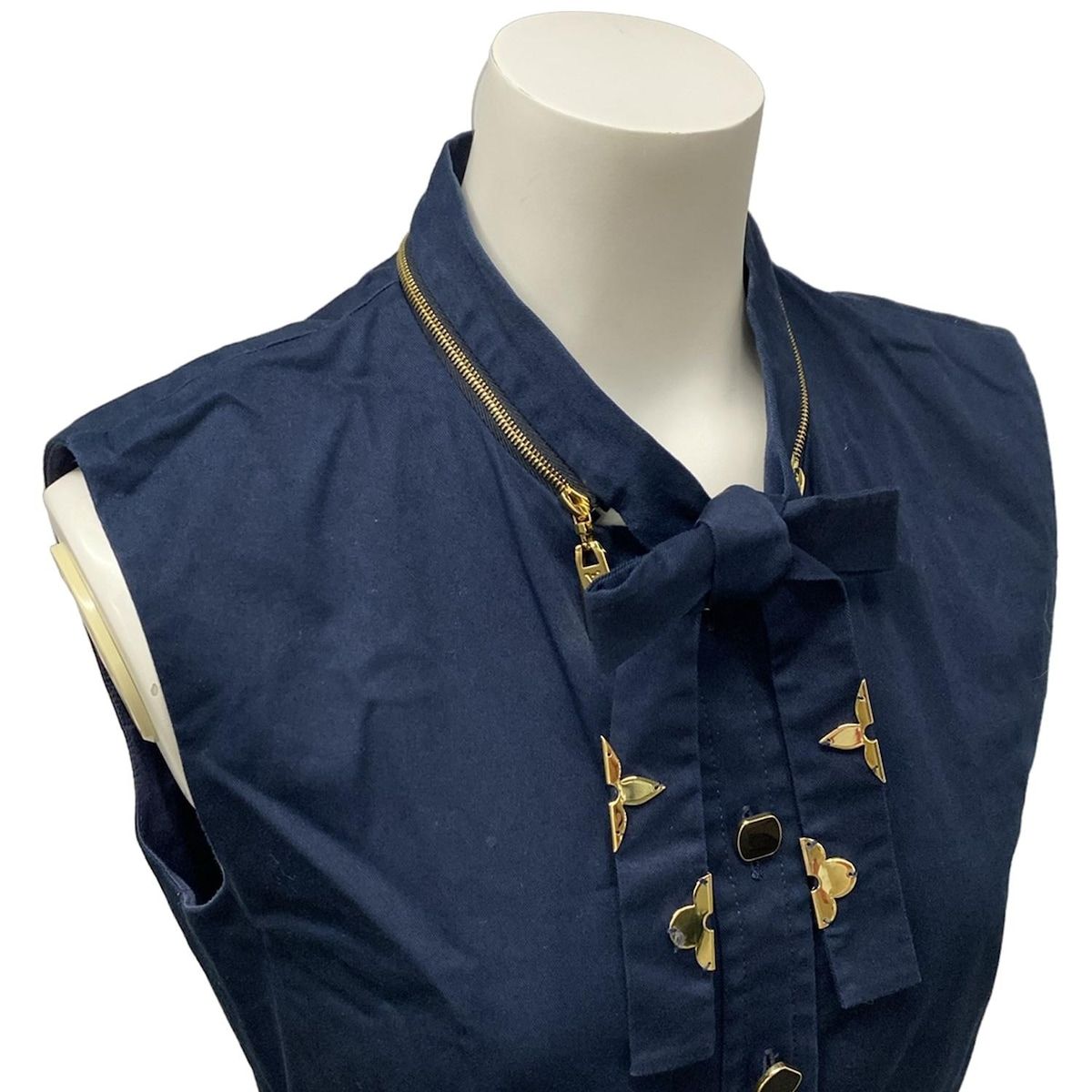 Louis Vuitton ノースリーブ ボウタイ ワンピース ネイビー 38 Louis