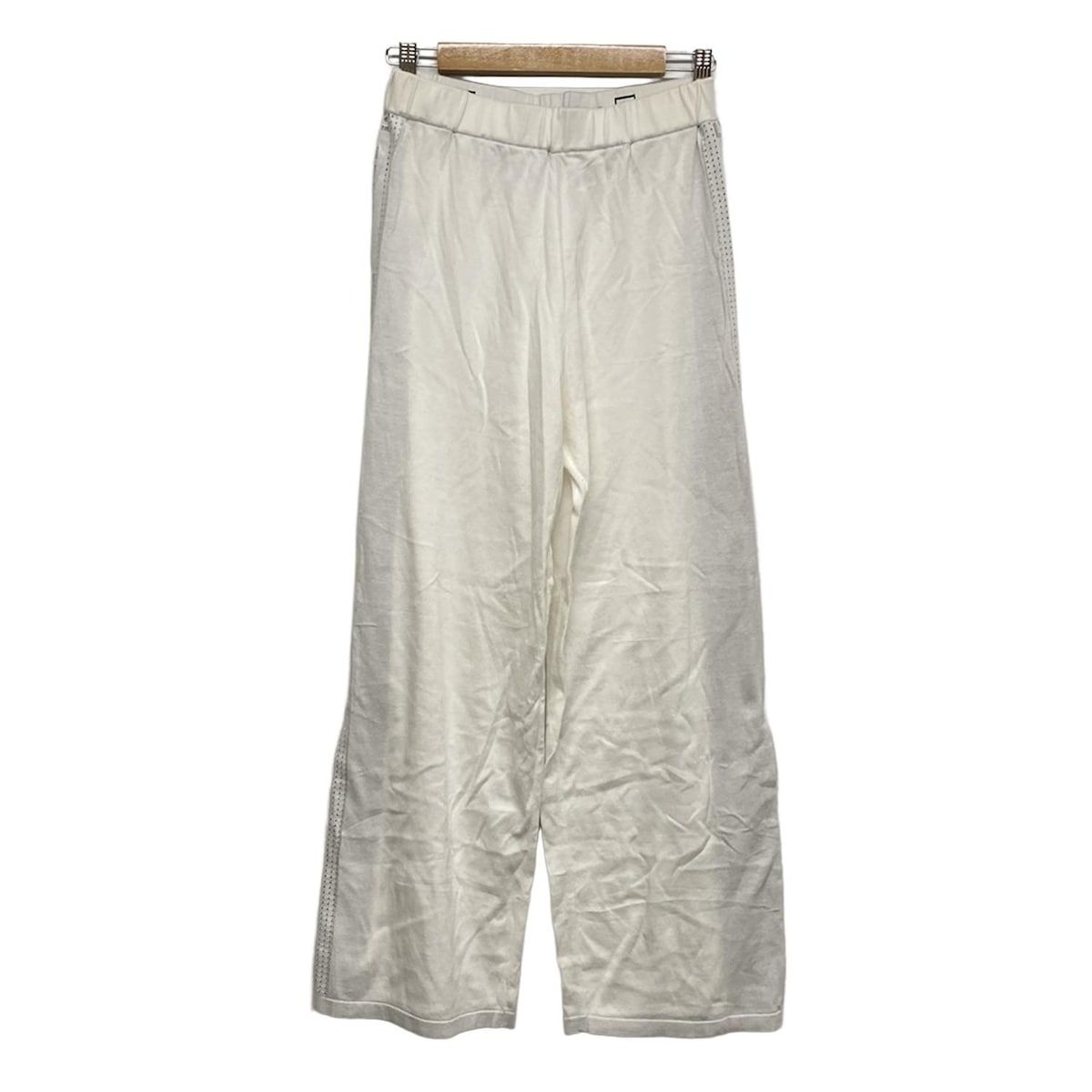 CHANEL シャネル パンツ サイズ42 L レディース スポーツライン P 30103 白×黒 ウエストゴム コットン