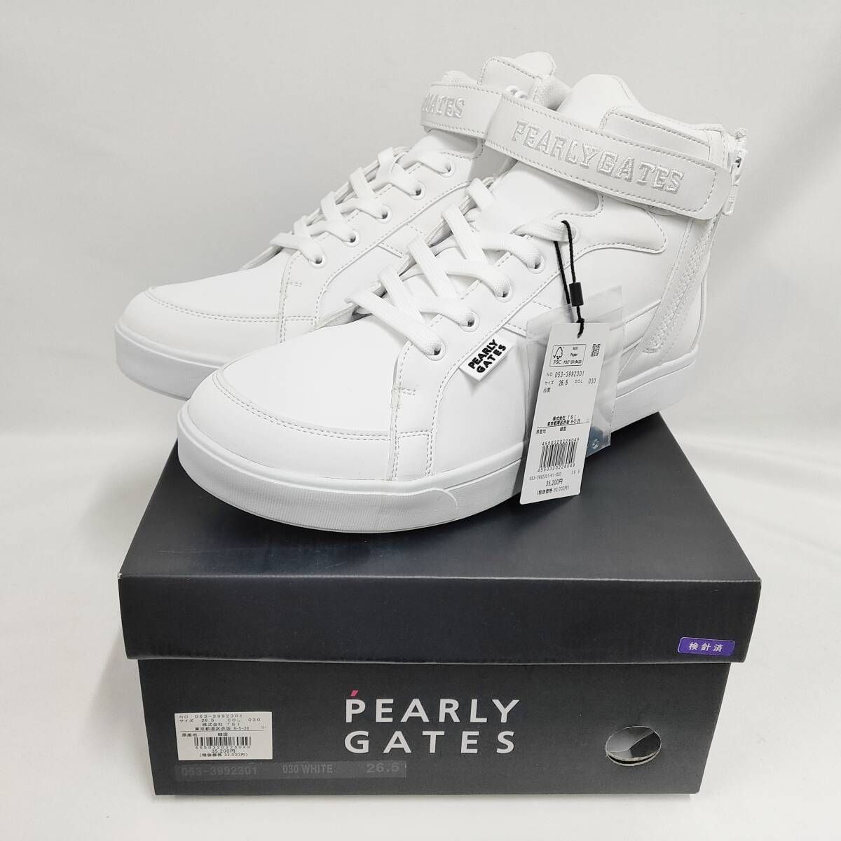 新品 未使用 パーリーゲイツ ミドルカット ゴルフシューズ ホワイト